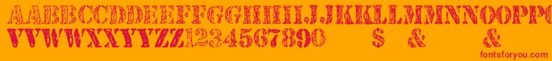 JjstencilTrialVersion-fontti – punaiset fontit oranssilla taustalla