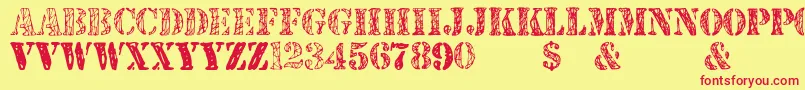 JjstencilTrialVersion Font – Red Fonts on Yellow Background