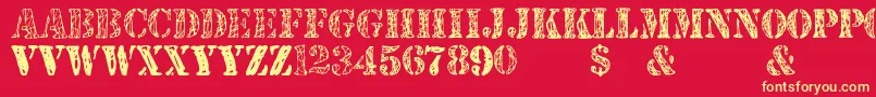フォントJjstencilTrialVersion – 黄色の文字、赤い背景