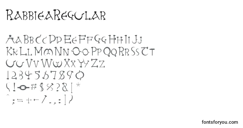 Шрифт RabbieaRegular – алфавит, цифры, специальные символы