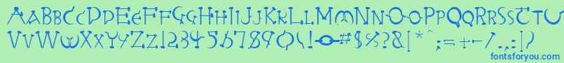 フォントRabbieaRegular – 青い文字は緑の背景です。