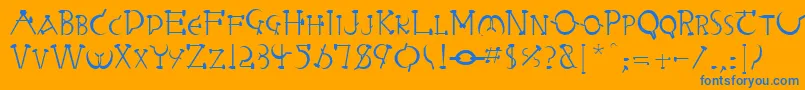 フォントRabbieaRegular – オレンジの背景に青い文字
