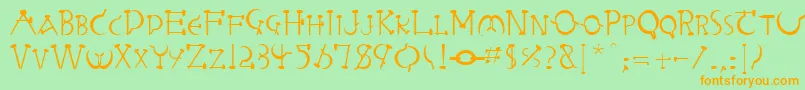 RabbieaRegular-Schriftart – Orangefarbene Schriften auf grünem Hintergrund