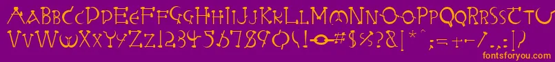 RabbieaRegular-Schriftart – Orangefarbene Schriften auf violettem Hintergrund