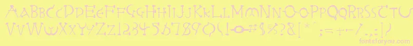 RabbieaRegular-fontti – vaaleanpunaiset fontit keltaisella taustalla