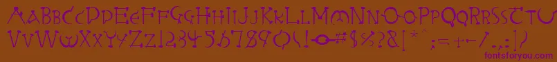 Więcej informacji o czcionce RabbieaRegular Czcionka RabbieaRegular – fioletowe czcionki na brązowym tle