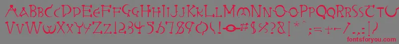 フォントRabbieaRegular – 赤い文字の灰色の背景