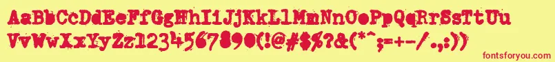 PfdumboldtypetwoAlterheavy-Schriftart – Rote Schriften auf gelbem Hintergrund