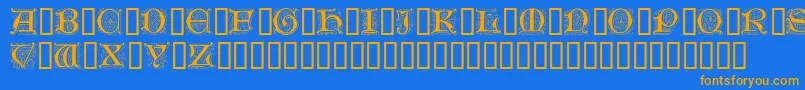 GenzschInitials Font – Orange Fonts on Blue Background