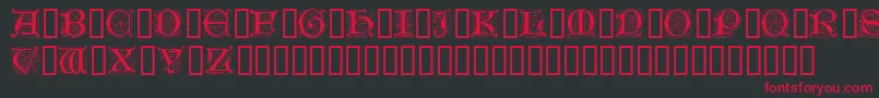 GenzschInitials-Schriftart – Rote Schriften auf schwarzem Hintergrund