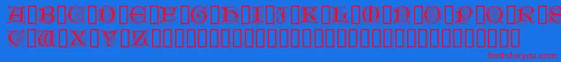 GenzschInitials Font – Red Fonts on Blue Background