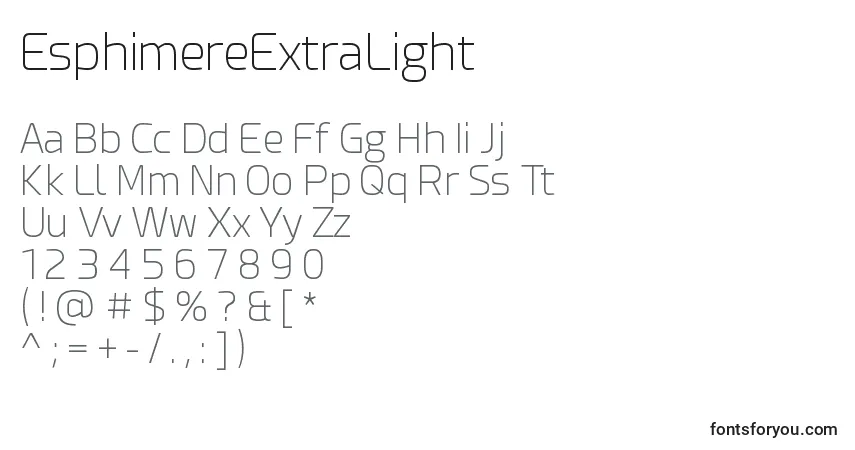 Шрифт EsphimereExtraLight – алфавит, цифры, специальные символы