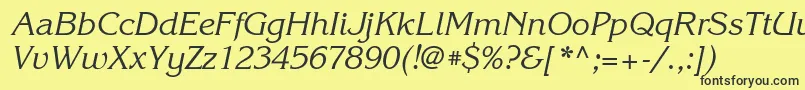 Fonte KorinnagttItalic – fontes pretas em um fundo amarelo