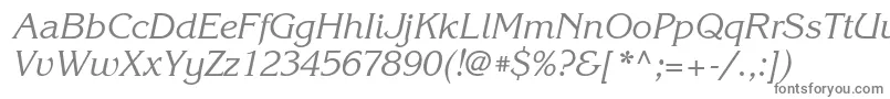 KorinnagttItalic-fontti – harmaat kirjasimet valkoisella taustalla