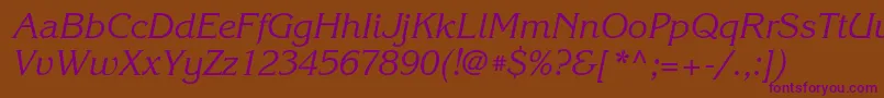 KorinnagttItalic Font – Purple Fonts on Brown Background