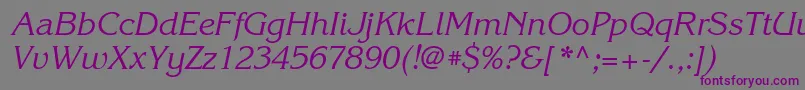 Czcionka KorinnagttItalic – fioletowe czcionki na szarym tle