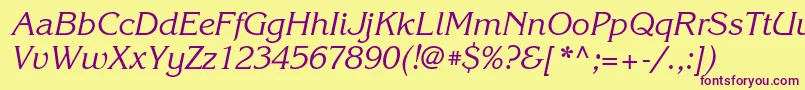 KorinnagttItalic Font – Purple Fonts on Yellow Background