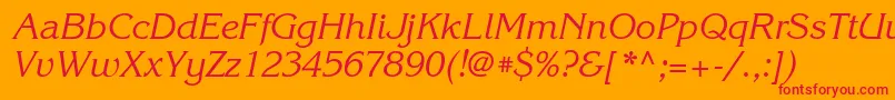 KorinnagttItalic-Schriftart – Rote Schriften auf orangefarbenem Hintergrund