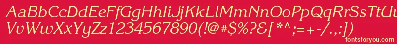 KorinnagttItalic-Schriftart – Gelbe Schriften auf rotem Hintergrund
