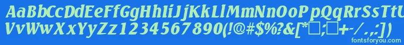 VariodisplaysskItalic Font – Green Fonts on Blue Background