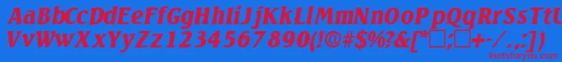 VariodisplaysskItalic Font – Red Fonts on Blue Background