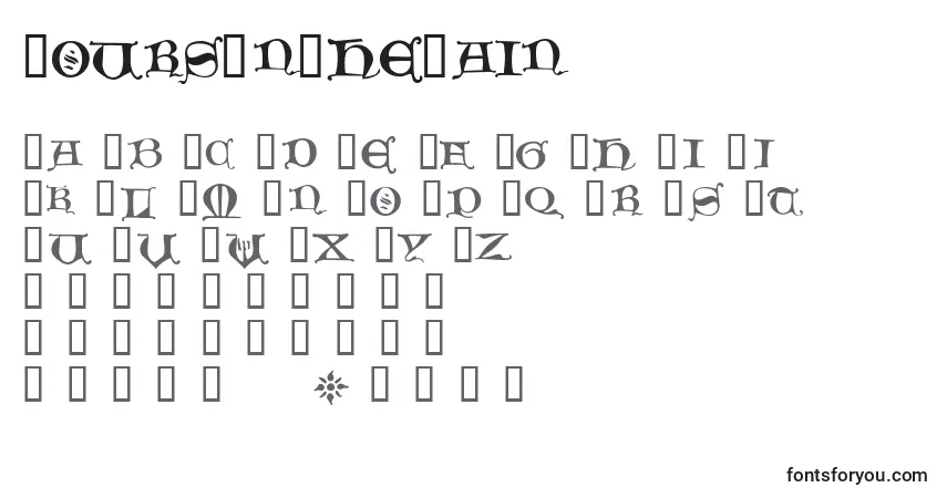 A fonte HoursInTheRain – alfabeto, números, caracteres especiais