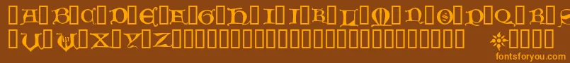 HoursInTheRain-Schriftart – Orangefarbene Schriften auf braunem Hintergrund