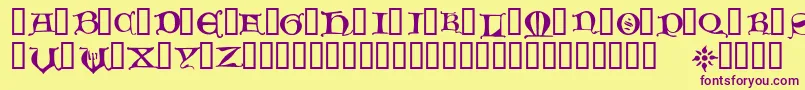 HoursInTheRain-Schriftart – Violette Schriften auf gelbem Hintergrund