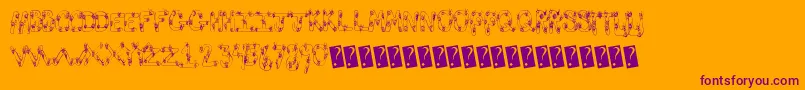 フォントEyescare – オレンジの背景に紫のフォント