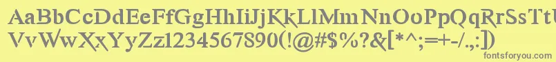 Awery-fontti – harmaat kirjasimet keltaisella taustalla
