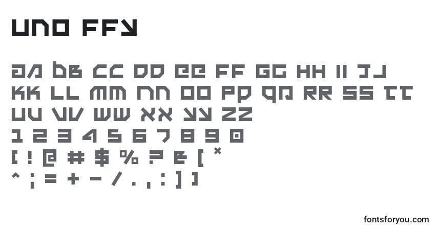 Czcionka Uno ffy – alfabet, cyfry, specjalne znaki