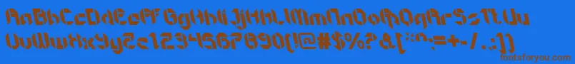 フォントGetaroboopenItalicalt – 茶色の文字が青い背景にあります。