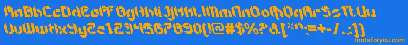 フォントGetaroboopenItalicalt – オレンジ色の文字が青い背景にあります。