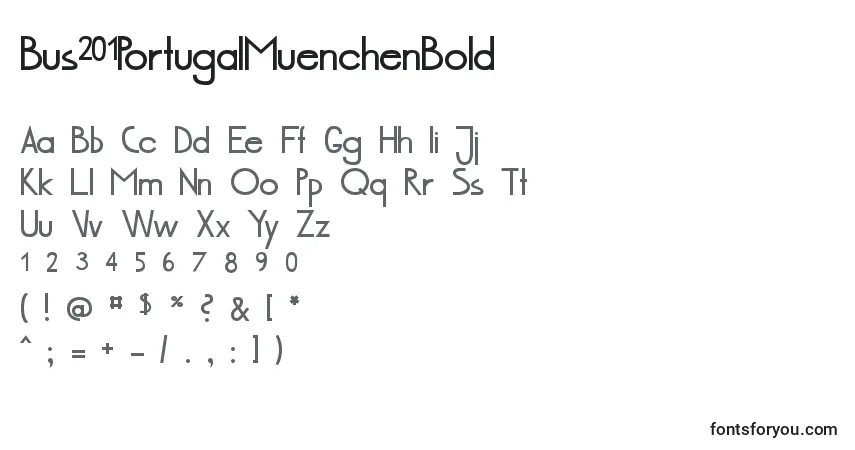 Шрифт Bus201PortugalMuenchenBold – алфавит, цифры, специальные символы
