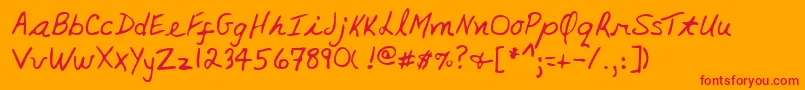 Lehn135-Schriftart – Rote Schriften auf orangefarbenem Hintergrund
