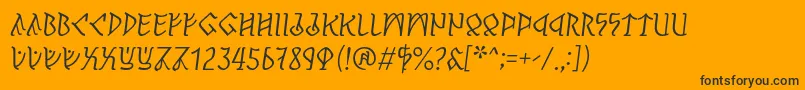 Fonte PerthoItalic – fontes pretas em um fundo laranja