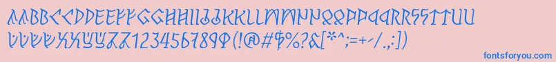 PerthoItalic-Schriftart – Blaue Schriften auf rosa Hintergrund