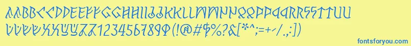 Czcionka PerthoItalic – niebieskie czcionki na żółtym tle