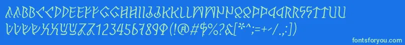 Fonte PerthoItalic – fontes verdes em um fundo azul