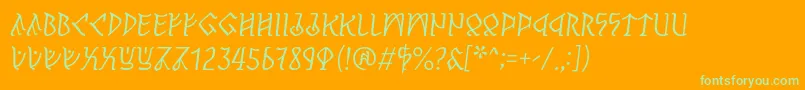 PerthoItalic-Schriftart – Grüne Schriften auf orangefarbenem Hintergrund