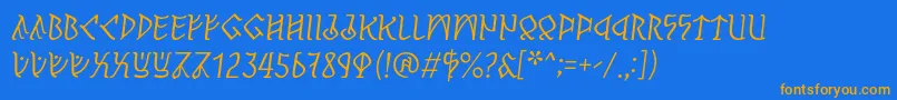 Fonte PerthoItalic – fontes laranjas em um fundo azul