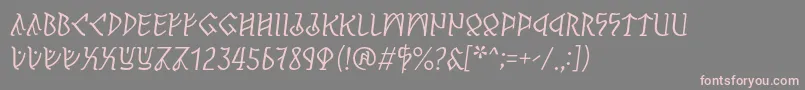 フォントPerthoItalic – 灰色の背景にピンクのフォント