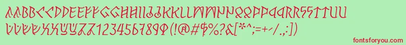 PerthoItalic-fontti – punaiset fontit vihreällä taustalla