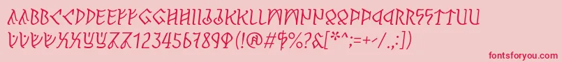 PerthoItalic-fontti – punaiset fontit vaaleanpunaisella taustalla