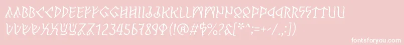 Fonte PerthoItalic – fontes brancas em um fundo rosa