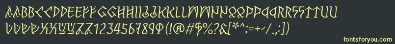 PerthoItalic-fontti – keltaiset fontit mustalla taustalla