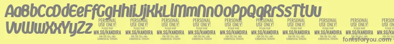 KandiraXblaitPersonalUse-fontti – harmaat kirjasimet keltaisella taustalla