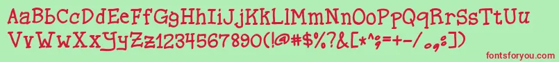 Spellingsalt Font – Red Fonts on Green Background