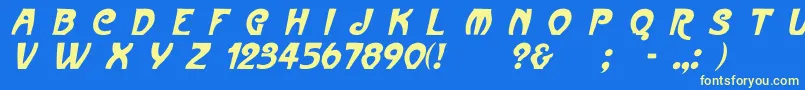 ParismetroItalic Font – Yellow Fonts on Blue Background
