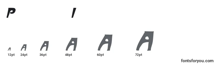 Размеры шрифта ParismetroItalic